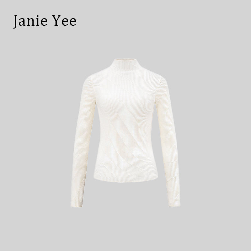 23AW02-0010 Cream White Mock Neck Wool Sweater