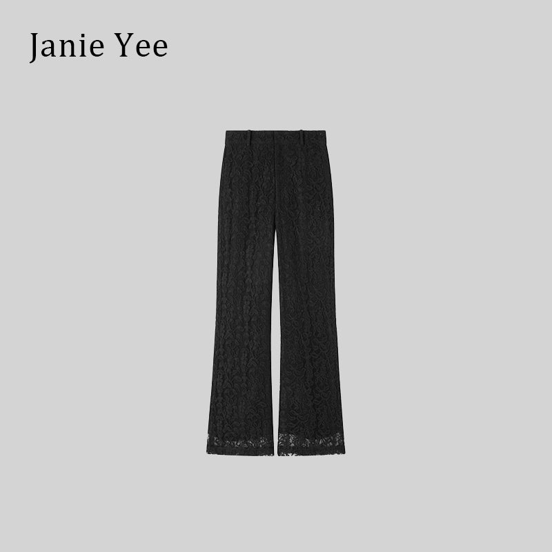 23AW03-0001 Elegant Black Lace Trousers