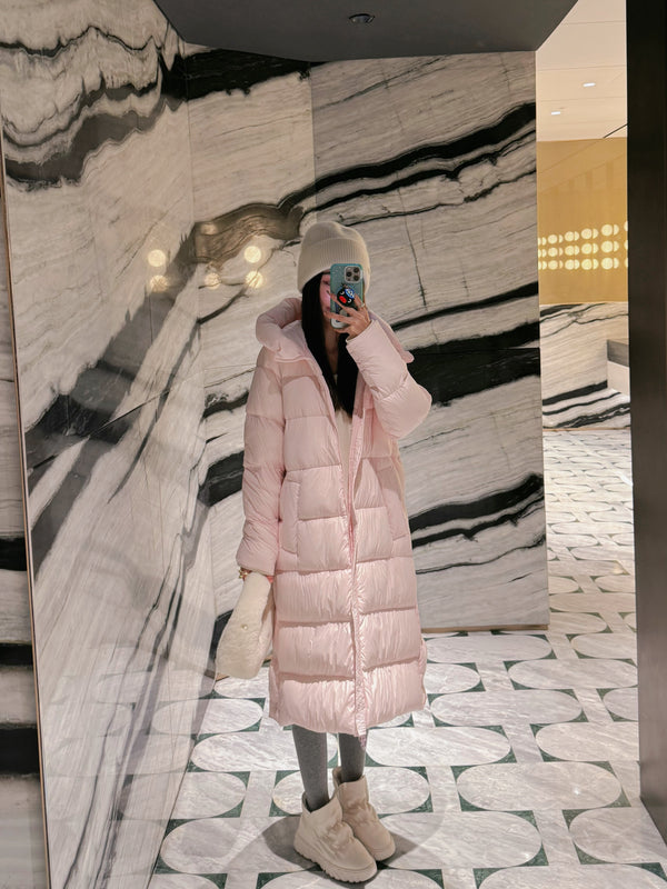 Janie Yee Pink Hooded Down Jacket with Luxe Duck Down