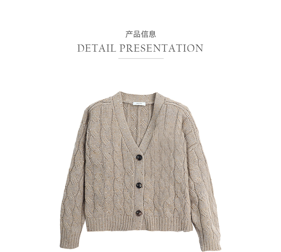 23A0098 V-Neck Knit Cardigan with Sequined Detail