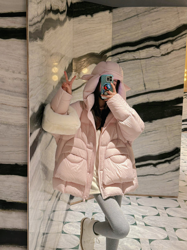 Janie Yee Pink Nylon Duck Down Jacket