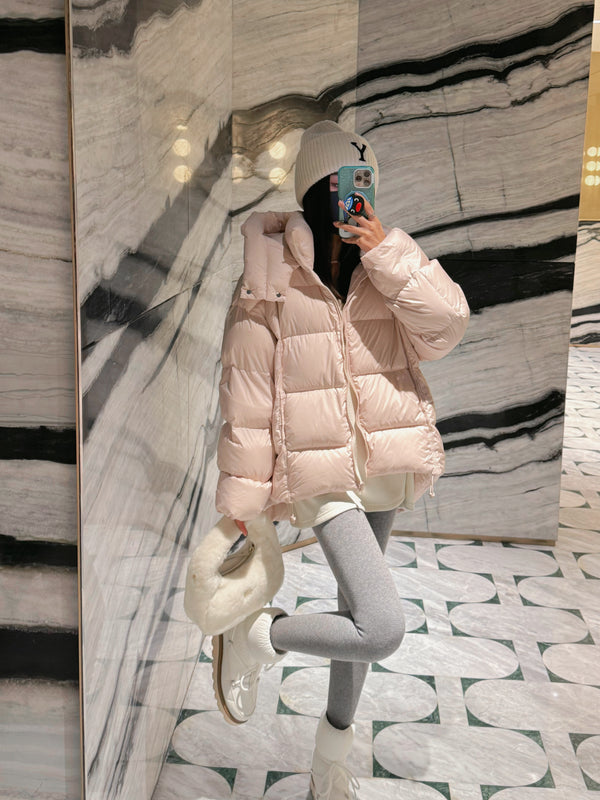 Women's Pink Down Jacket with Duck Down Filling