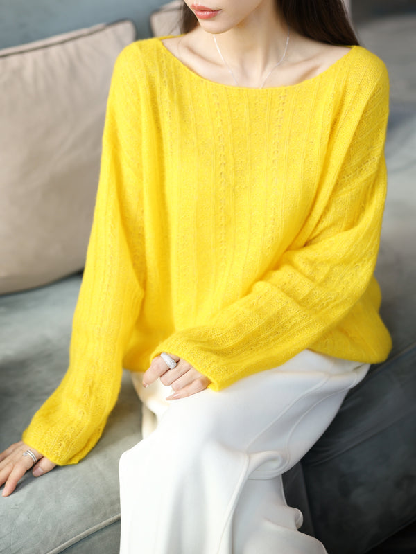 Janie Yee Bright Yellow Cashmere-Silk Blend Knit Sweater